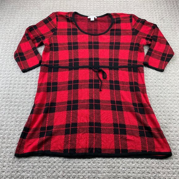 Motherhood Maternity Knit Shirt Women Size Extra Large XL Red Black Plaid - Picture 1 of 7